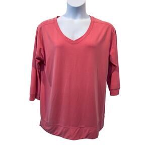 Chicos Top Wmns Size 2 US 12/14 V-Neck Pullover Sandwashed Pink Tunic Lounge